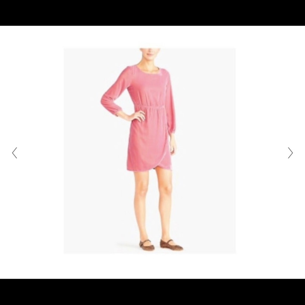 J Crew pink velvet faux wrap dress. Great condition! - Picture 2 of 6